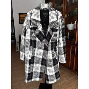 Thread Collective Womens Bold Plaid Coat w/Oversized Collar Plaid Size Large NWT